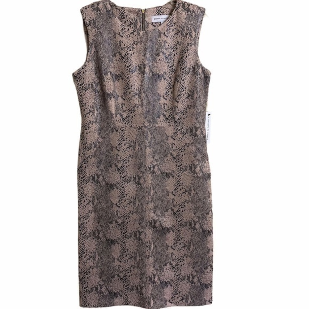 NWT Emma & Michele Snakeskin Sleeveless Rounded Neckline Exposed Zipper Dress 8